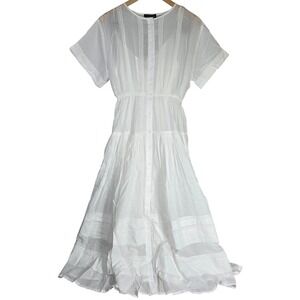 J. Crew Pintuck shirt-dress in cotton voile White CK804 XS NWT Short Sleeve Midi